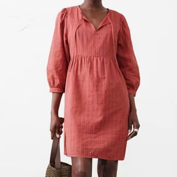 Bananna Republic NWT Cottagecore Mini Shift Dress in Dusty Cedar [size M] - Picture 2 of 10